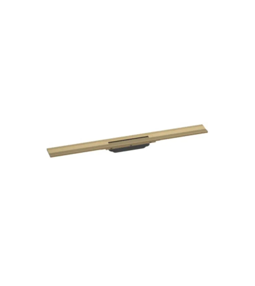 Duschrinne in gebürsteter Bronze von Hansgrohe, flache Konstruktion mit einer schlanken Form, geeignet zur Wandmontage und kürzbar.